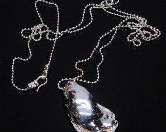 Fine Silver Pacific Oyster on Sterling Silver Ball Chain