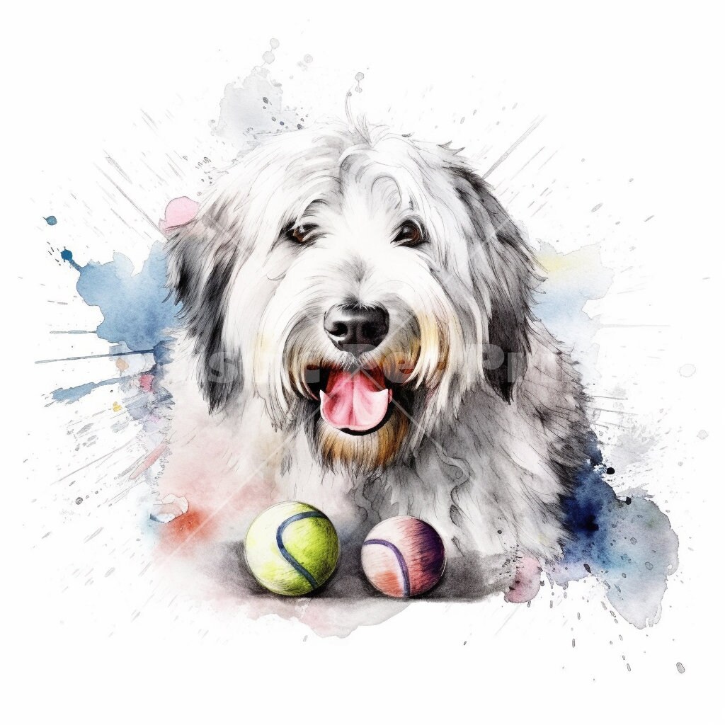 Old English Sheepdog Dog Birthday Edible 2D Fondant Birthday