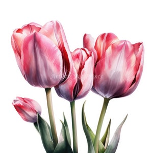 Tulips Clipart - 10 High Quality JPG Images - Digital Download - Watercolor for Card Making, Wall Art, Digital Paper Craft