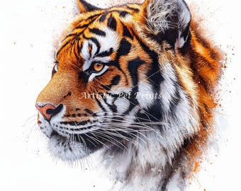 Tiger Watercolor Clipart Pack | 10 x Tiger Images | Safari Wildlife Art | Jungle Animal Painting | Nursery Wall Decor | Instant Download