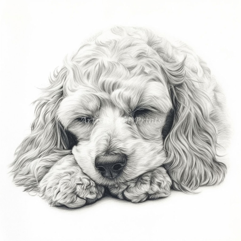 Cockapoo Sketch Drawings - 12 High Quality Jpg's - Digital Download ...