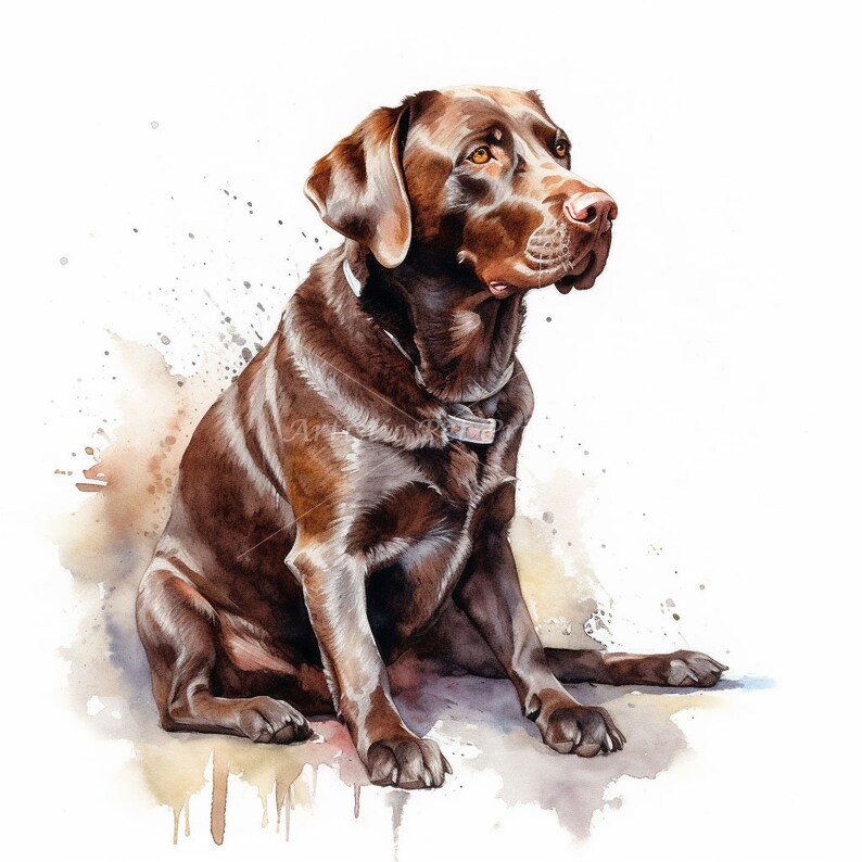 Chocolate Labrador Clipart - 10 High Quality Watercolor JPG's - Digital Download! Wall Art, Canvas Art, Painting, Card Making, Mugs, Etc image 9