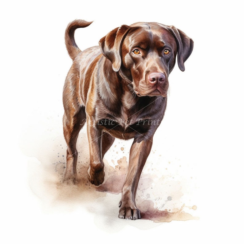 Chocolate Labrador Clipart - 10 High Quality Watercolor JPG's - Digital Download! Wall Art, Canvas Art, Painting, Card Making, Mugs, Etc image 5
