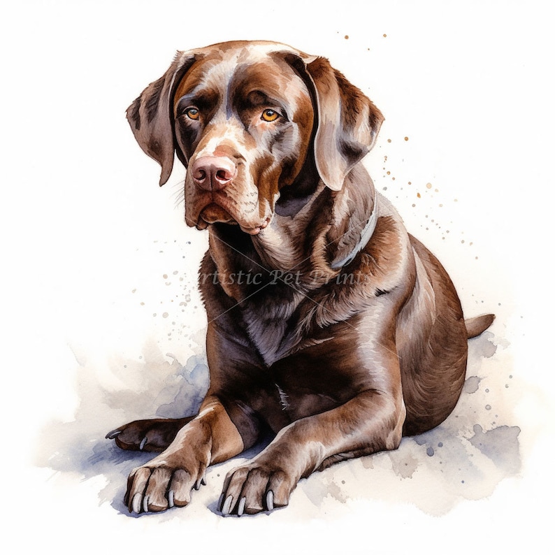 Chocolate Labrador Clipart - 10 High Quality Watercolor JPG's - Digital Download! Wall Art, Canvas Art, Painting, Card Making, Mugs, Etc image 10