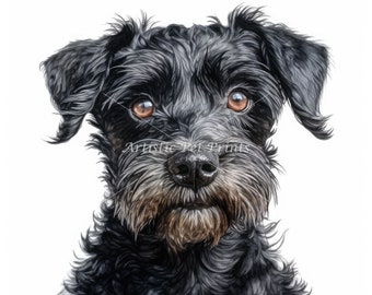 Black Jackapoo Clipart - 10 High Quality Watercolor JPG's - Digital Download! Card Making, Wall Art, Canvas Art, Sublimation, Mugs