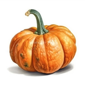 Pumpkin Clipart - 10 High Quality Watercolor JPG's - Digital Download! Jack O Lantern Pumpkin, Winter Squash Clipart for Card Making & Craft