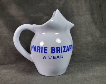 Marie Brizard pitcher blue pale ceramic pitcher French water jug blue pitcher vintage Made in France