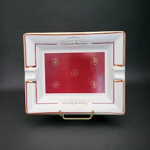 Laurent-Perrier rectangular ashtray champagne Laurent-Perrier trinket bowl red earthenware  vintage Made in France