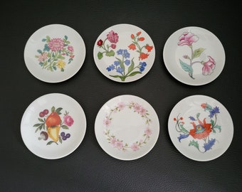 Porcelaine de Paris set of 6 small saucers with different patterns from this famous French company Limoges china vintage Made in France