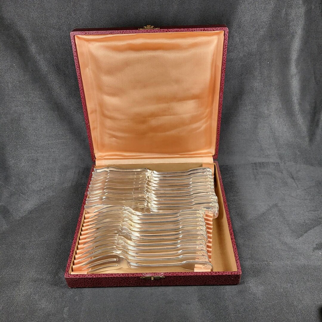 Ercuis Cutlery Set for Fish Shell Decor 24 Pieces Silver Plate Etsy