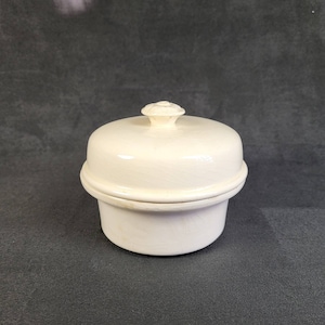 Terrine Simplex Sarreguemines white earthenware pate terrine glass butter dish with lid vintage  Made in France