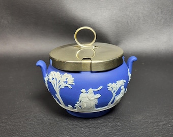 ネイビージャスパーウェアのシュガーボウルとクリーマー：アンティーク