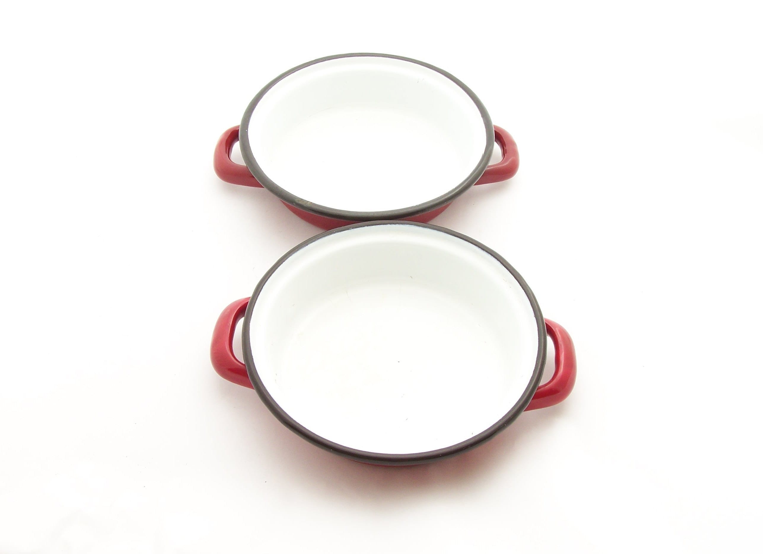 Ibili Paire de Plats Ronds en Émail Rouge 2 Poignées Ibili Vintage Made in Spain