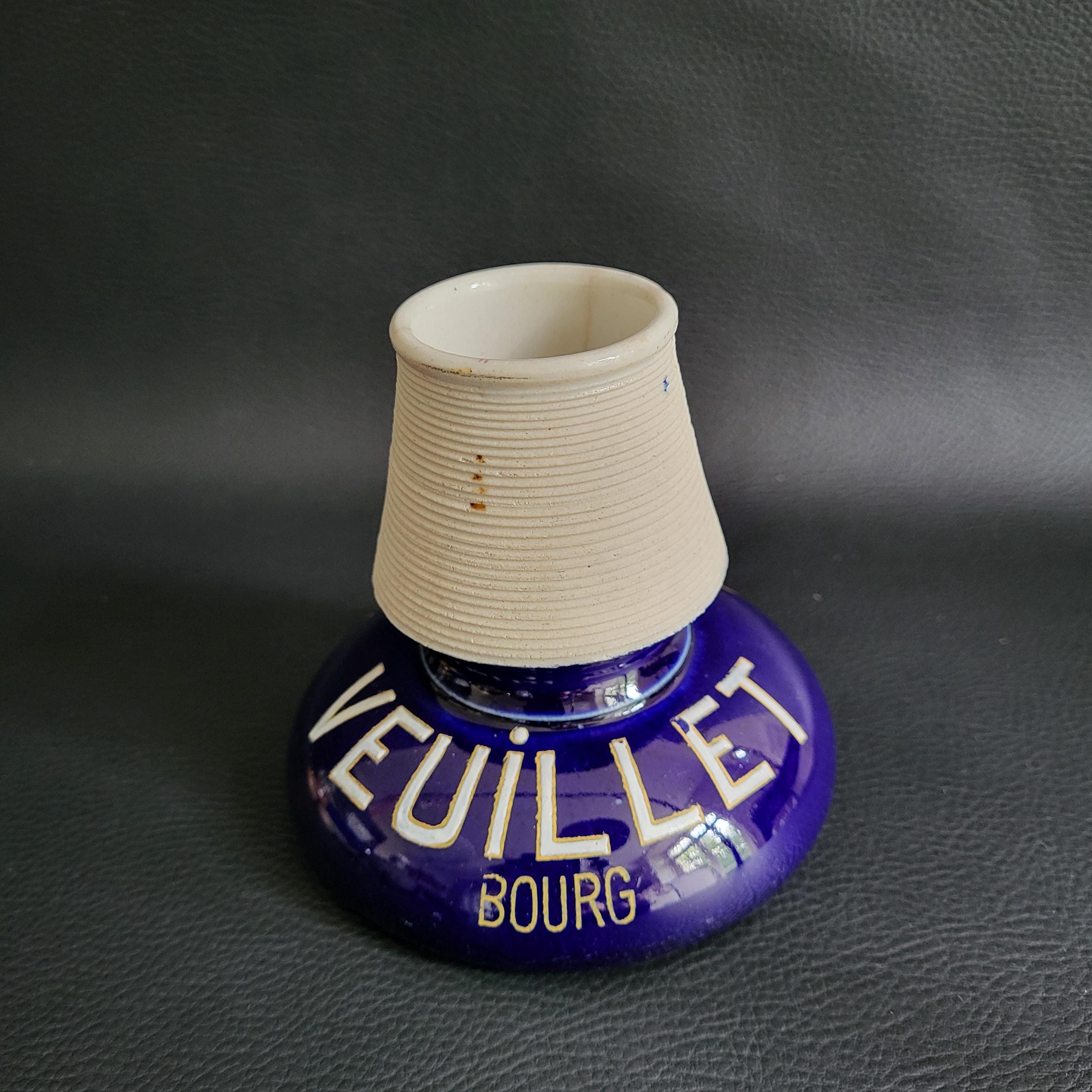 Ancien Pyrogène De Bar Émaillé Bleu Foncé - Porcelaine - Objet Vintage Déco