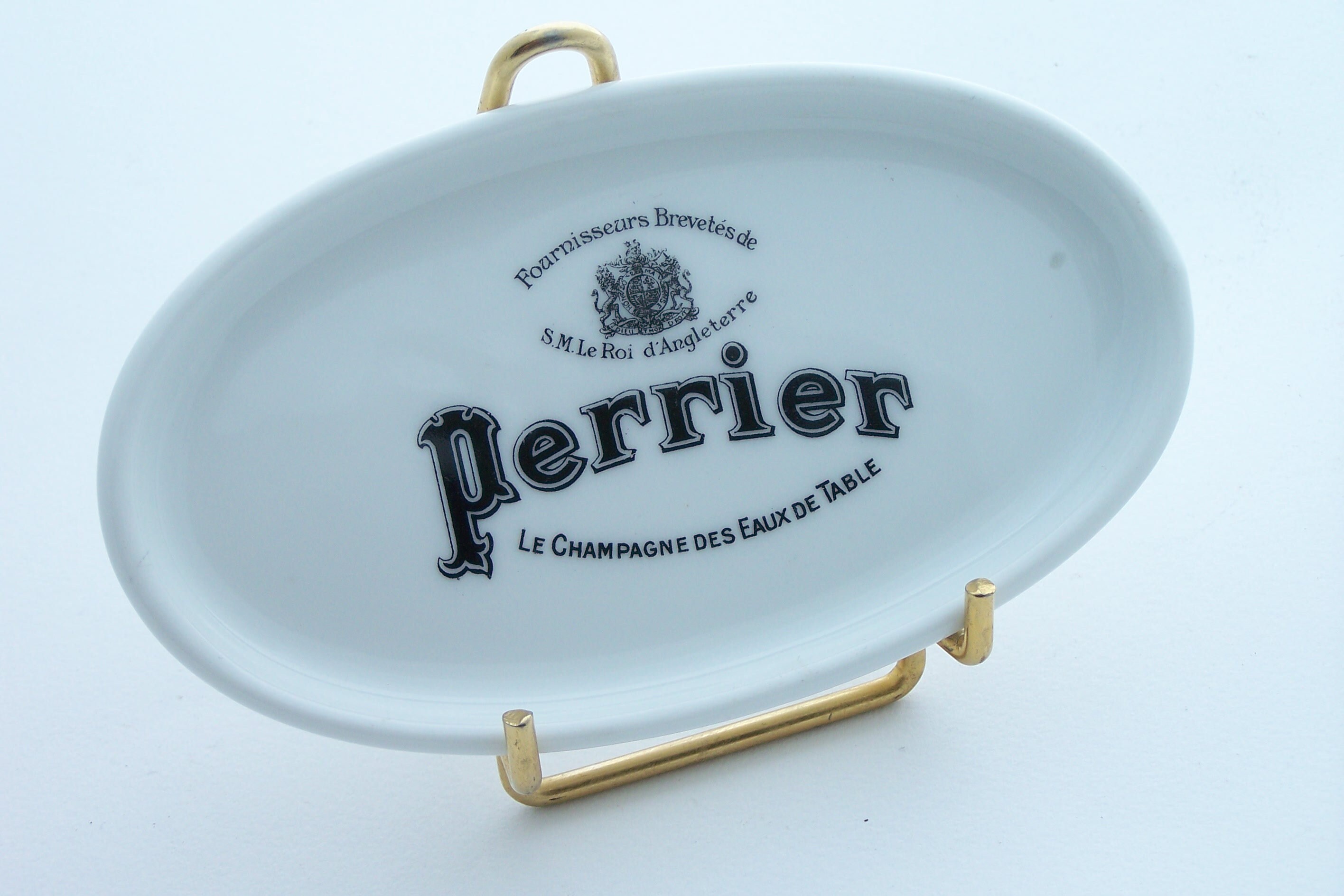 Ramasse Monnaie ou Coupelle Perrier Cendrier Publicitaire Porcelaine de Limoges 1920 Vintage Made in