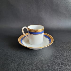 Limoges Demitasse Coffee cup gold and blue precious collection coffee cup china Giraud vintage  Made in France