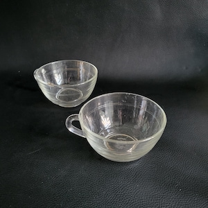 Pair of large coffee cups  Duralex clear glass vintage  Made in France