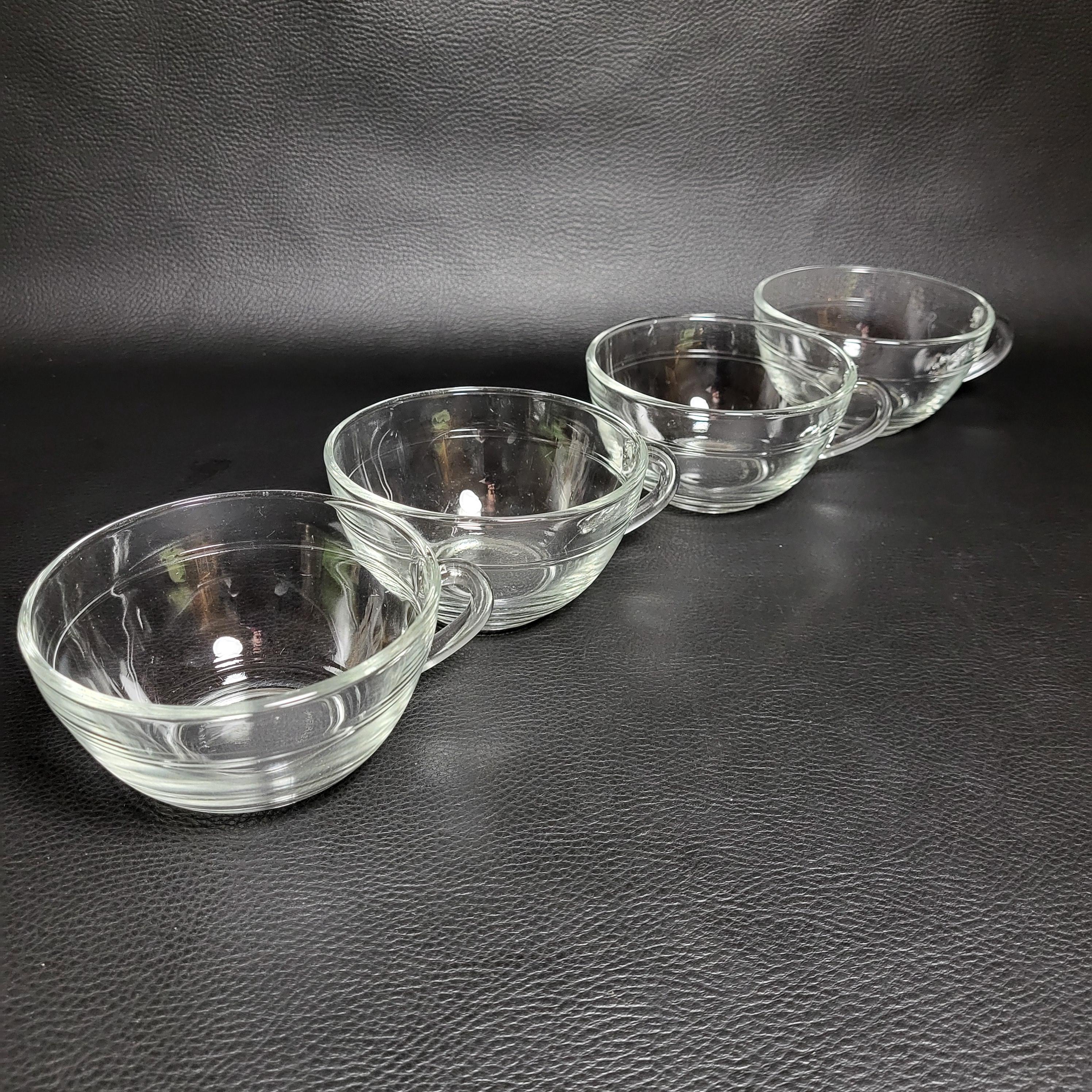 Lot De 4 Tasses à Café Duralex Vereco Torsade – Verre Fumé Couleur Rivage Ambre – Occasion Bon état – Vintage