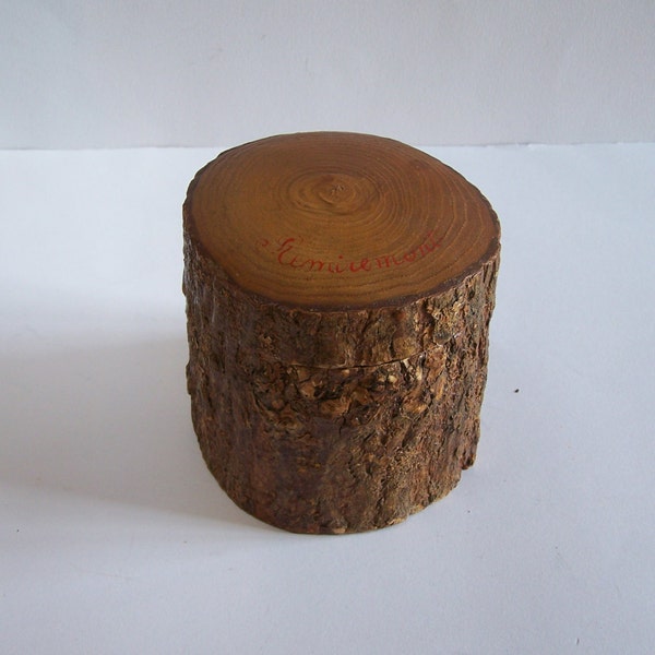 Log box wooden box souvenir of Remiremont (Vosges) vintage  Made in France