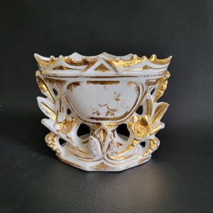 Wedding vase bride vase  white and gold porcelain vase church altar vase 19th Century vase vintage  Made in France