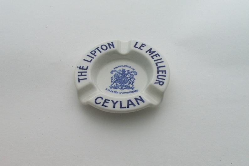 Lipton tea ashtray earthenware ashtray advertising item Lipton Ceylan tea Sarreguemines et Digoin earthenware vintage Made in France