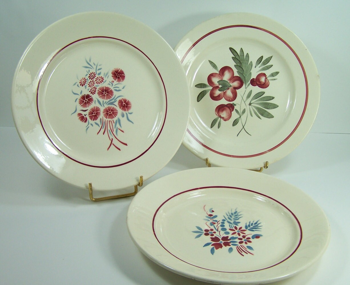 3 Assiettes Plates Badonviller et Sarreguemines Fenal Décor Francine Champenois Vintage Made in Fran