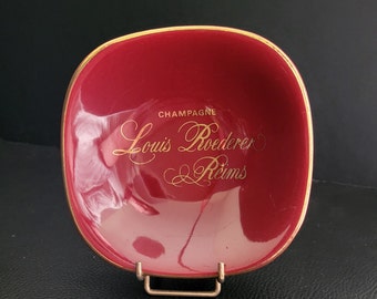 Champagne Louis Roederer red ashtray square earthenware French ashtray vintage  Made in France