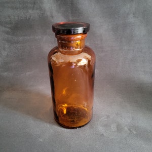 Frasco de farmacia grande, frasco de vidrio naranja, frasco medicinal, frasco de boticario, tapón de esmeril vintage