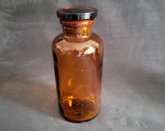 Amber apothecary jar Large amber glass medical bottle Apothecary bottle, medicine bottle