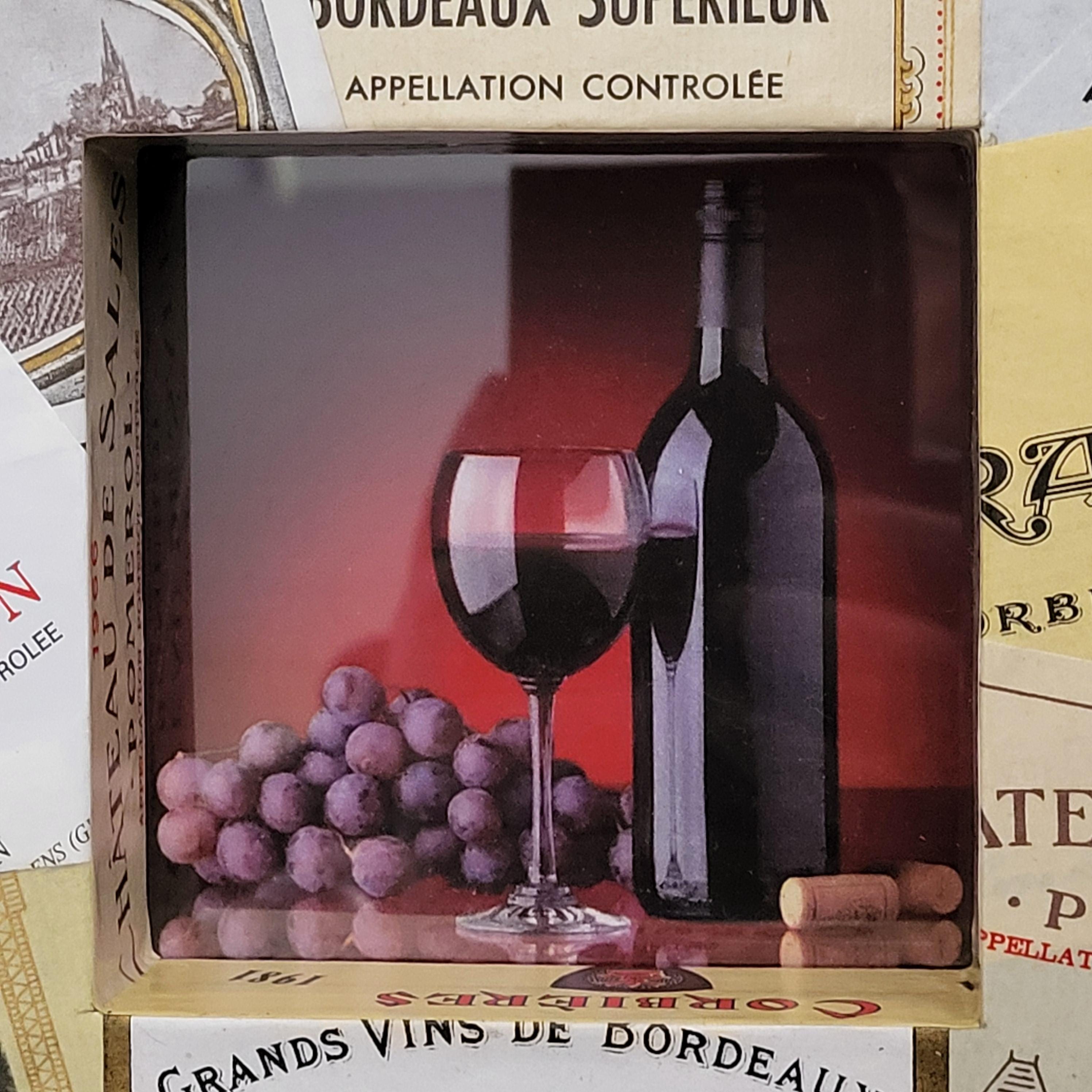 Tableau Toile 3 Pièces 50x50 Cm - Motif Vin Rouge - Prêt à Accrocher - Visario
