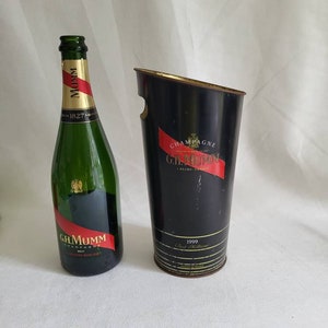 Mumm tin bucket tin cooler for bottle gold inside black outside brut millesime 1999 Champagne Mumm vintage  Made in France