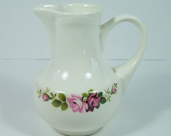 Pitcher or milk jug by Gien Champs pattern with a garland of pink roses vintage  Made in France