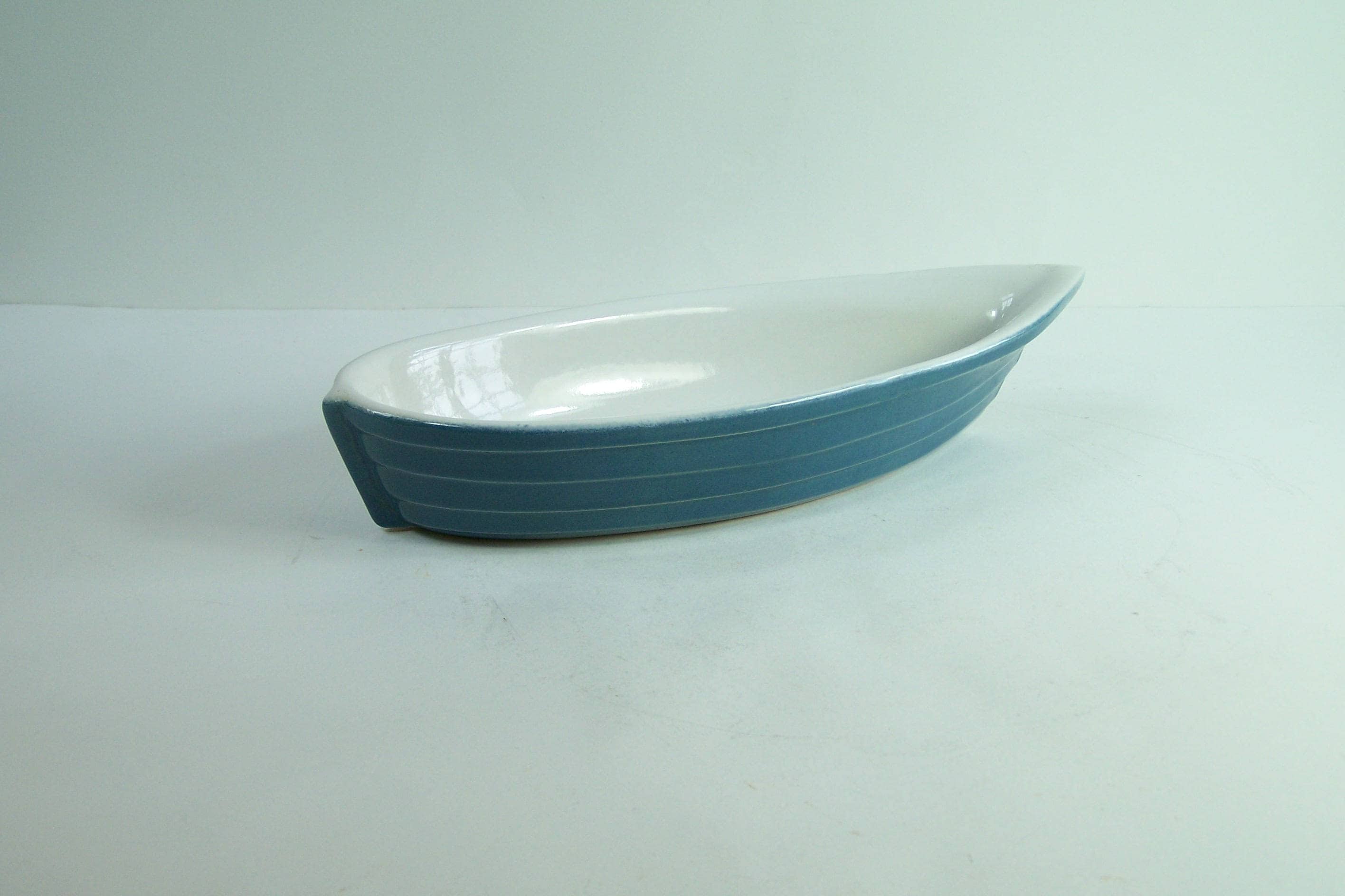Plat à Four Bci en Forme de Barque Bleue Duocéan Atlantique Céramique Feu Vintage - Bretagne Céramiq