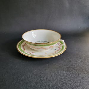 Haviland Limoges Tasses à bouillon avec soucoupes : MCM Greek Key Design, Set de 5 - France