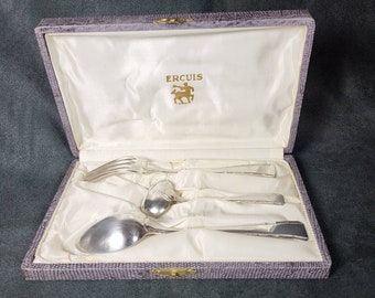 エルキュイ シルバー カトラリーセット、フォーク1本、スプーン1