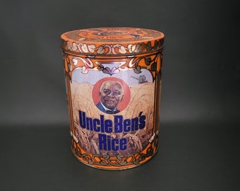 Boite métal Uncle Ben's  Boite ronde riz Uncle Ben's décor rétro orange décoration vintage boite ancienne