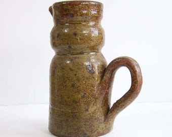 Glazed pottery pitcher handcrafted jug wine pitcher brown glazed carafe hand-crafted pitcher vintage