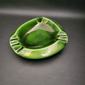 Joseph Perrier bar ashtray champagne Joseph Perrier trinket bowl green earthenware  vintage Made in France