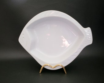 Emile Henry oven dish fish-shaped white ceramic vintage  Made in France