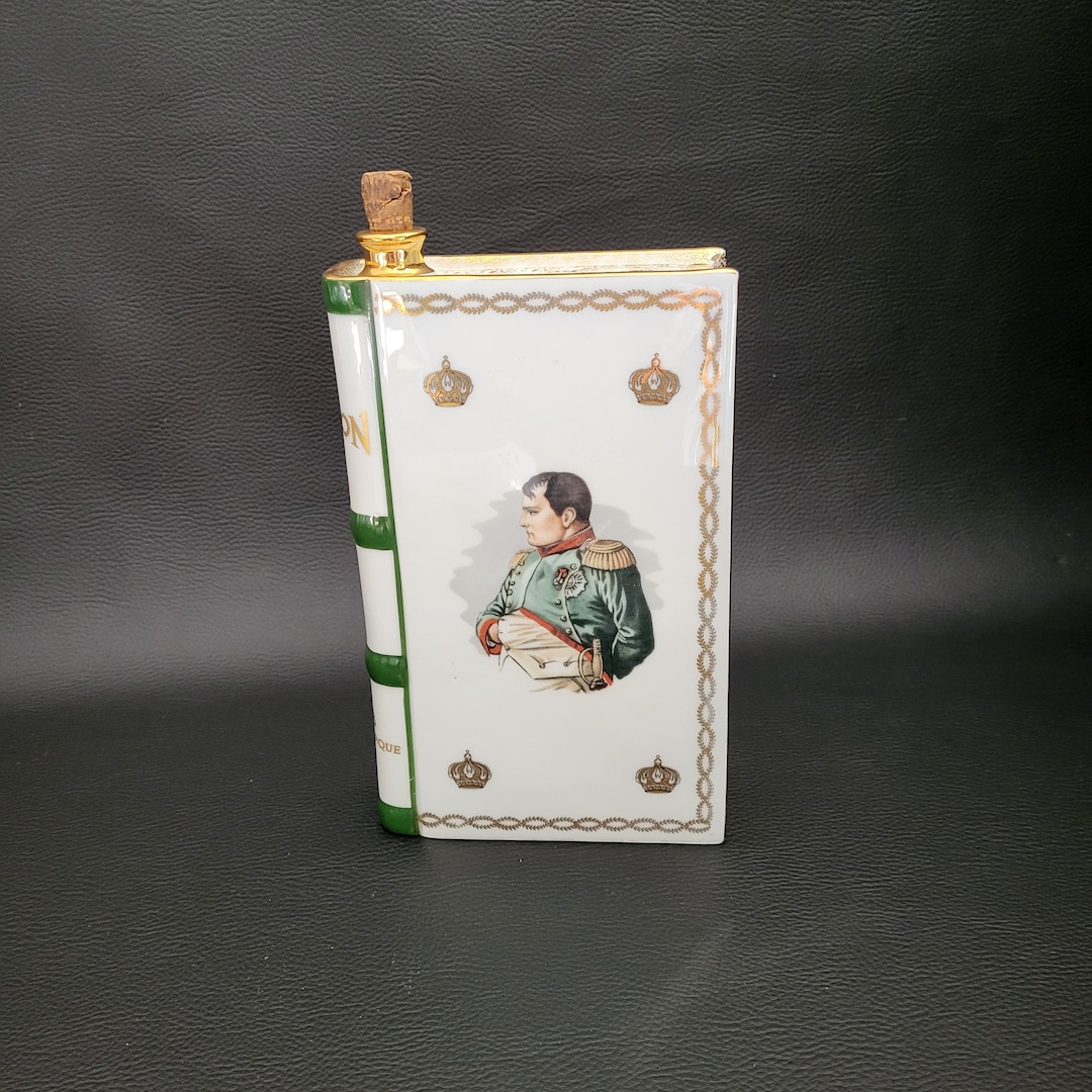 Napolean Chinaware Cognac Camus Napoleon Bottle Limoges Porcelain Book-shaped White Green ...