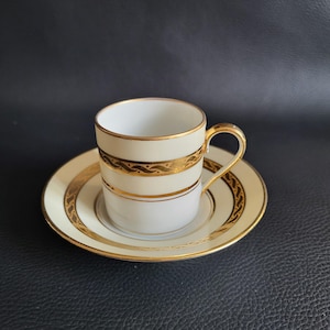 Limoges Demitasse Coffee cup gold and beige precious collection coffee cup china vintage  Made in France