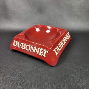 Dubonnet red ashtray square ceramic French ashtray vintage  Made in France