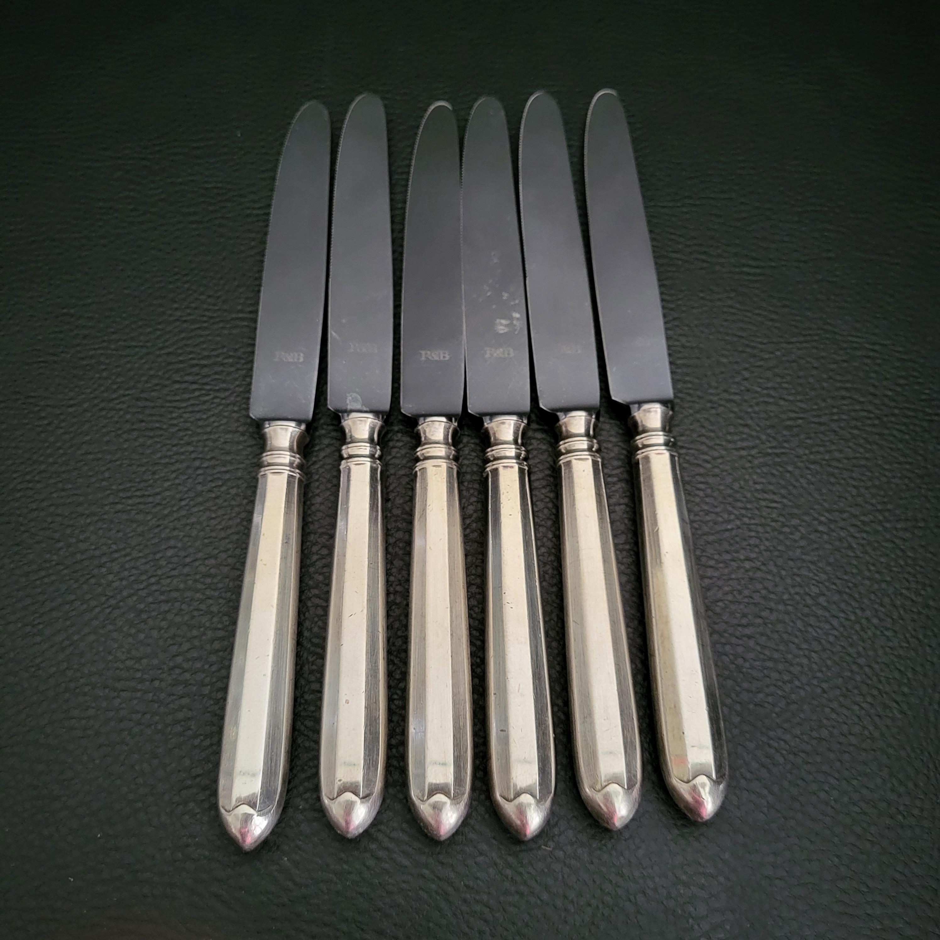 Robbe & Berking デザートナイフ 6本セット、スチール製ブレード、90g