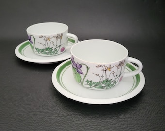 Ikea Midsommar pair of tea cups  porcelain vintage Marguerite Walfridson  Made in Portugal