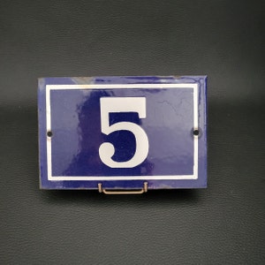 French house number enamel street number white and blue vintage Made in France