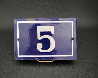 French house number enamel street number white and blue vintage Made in France