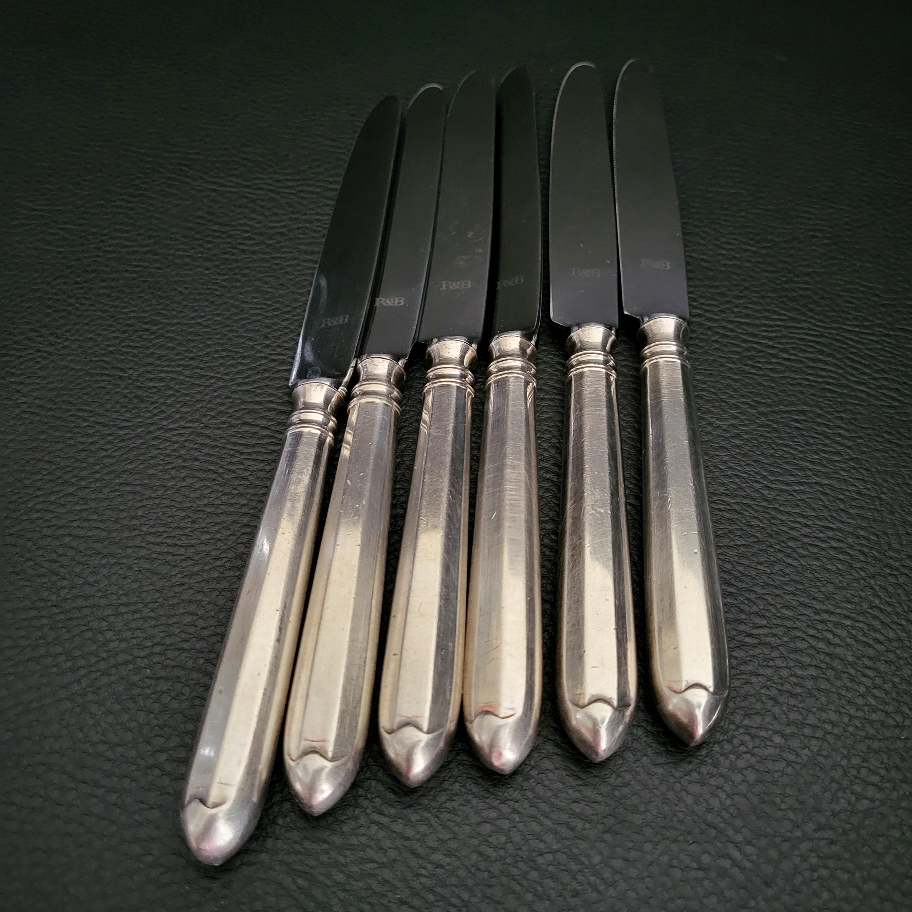 Robbe & Berking デザートナイフ 6本セット、スチール製ブレード、90g