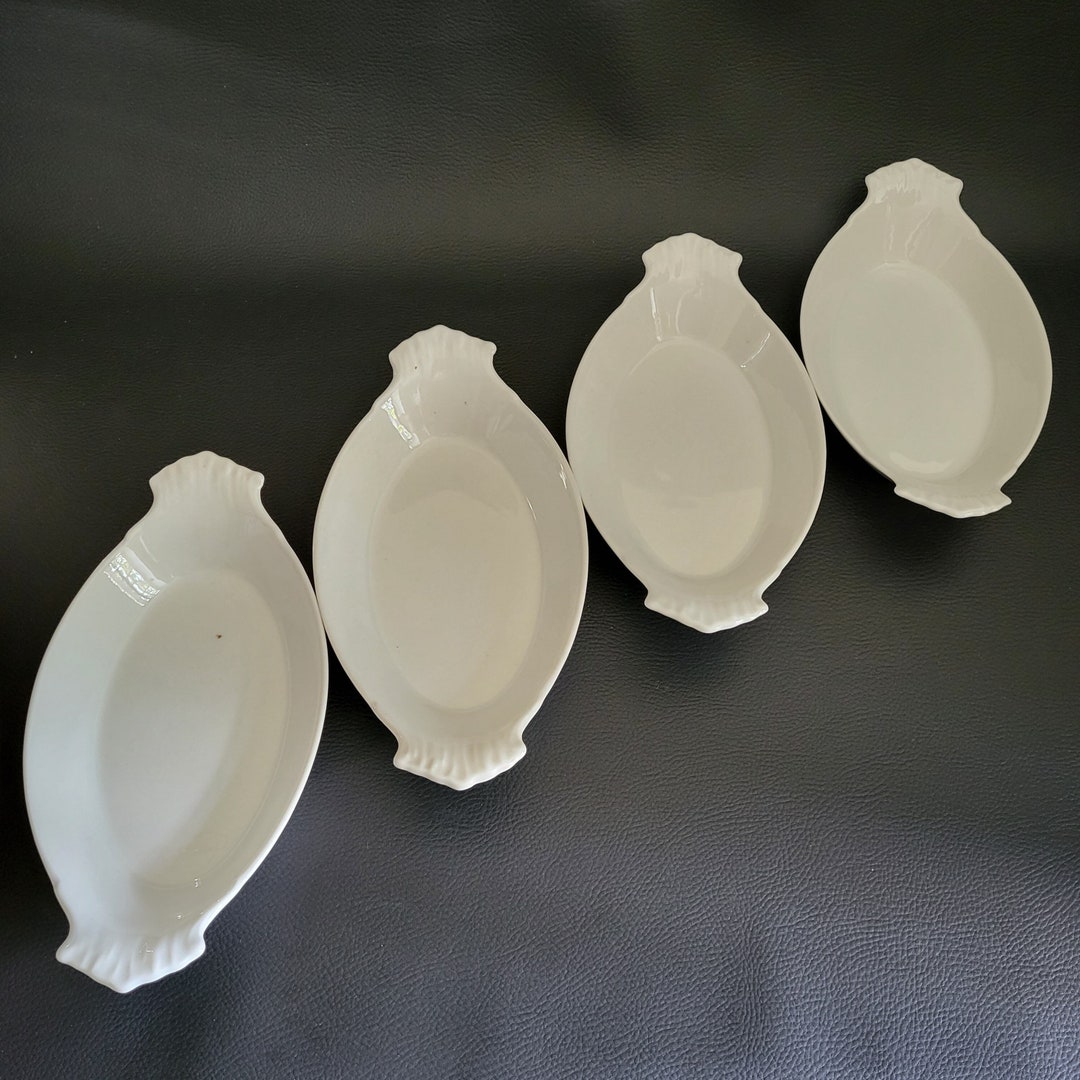Apilco 4 Oval Single Oven Dishes Gratin Dishes White China Vintage Made