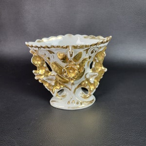 Wedding vase bride vase  white and gold porcelain vase church altar vase 19th Century vase vintage  Made in France