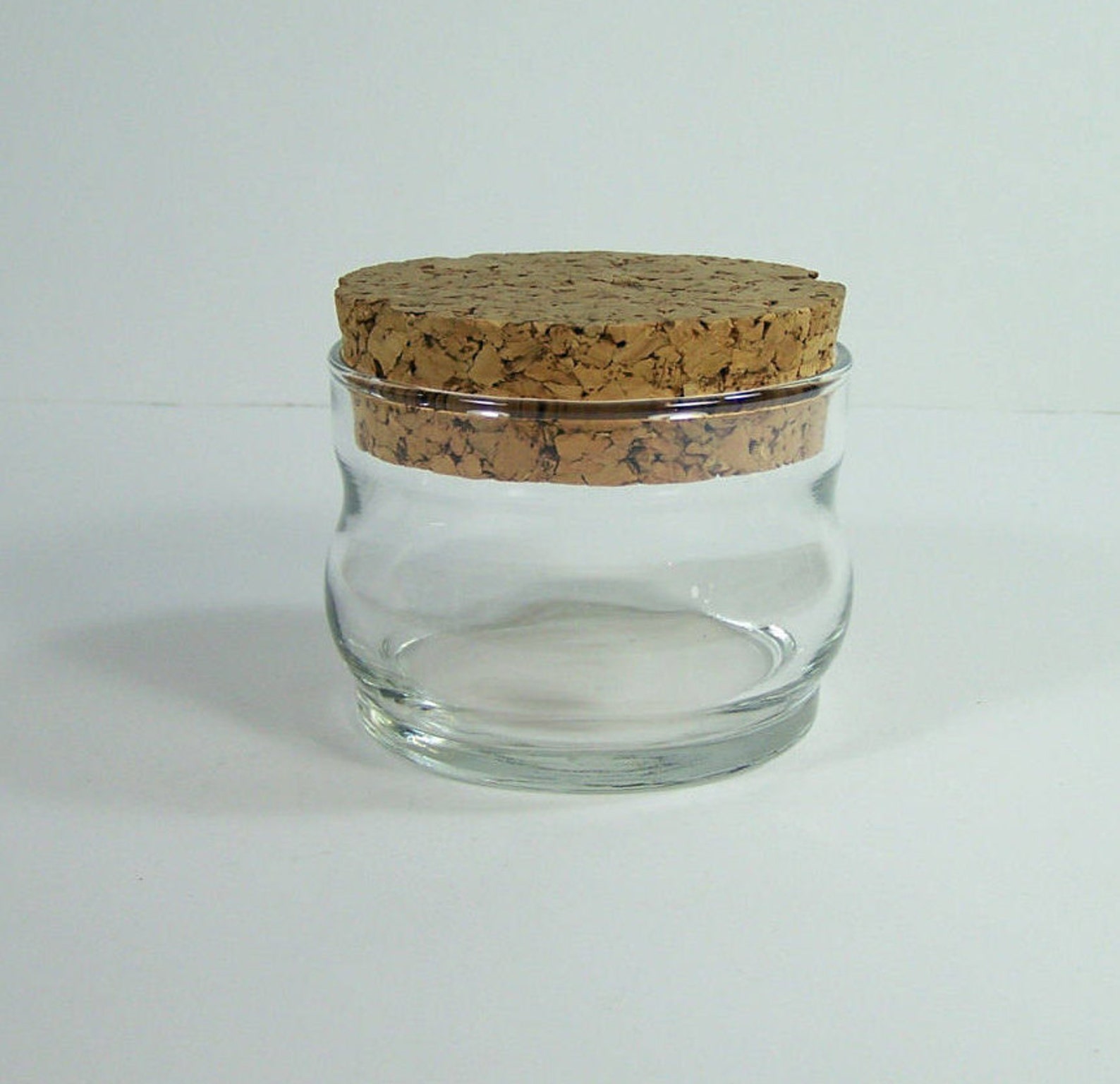 Round Glass Jar With Cork Vintage Thin Glass Jar and Cork Etsy
